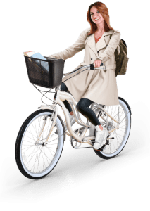 Cyclist on Balcoltra riding her bike (decorative)